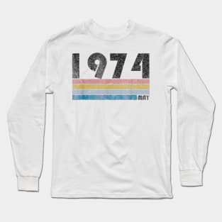 46th Birthday Gift Retro Born in May of 1974 Long Sleeve T-Shirt